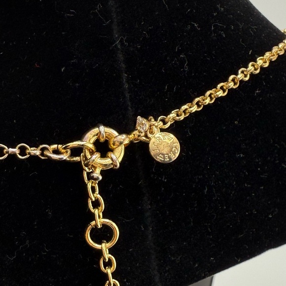 J. Crew Coral Enamel Stones and Glass Rhinestones Statement Gold Tone Necklace - Picture 3 of 8